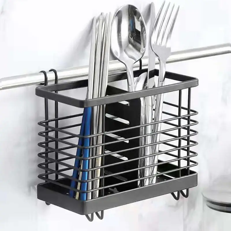 Dishwasher Basket Chopstick Drying Rack With Hooks Practical Kitchen Utensils With 2 Divided Compartments For Straws Spoons