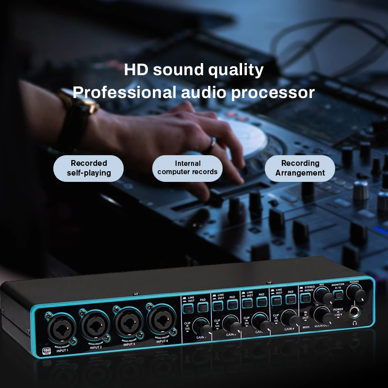 MIS-UMC404HD USB 2.0 واجهة الصوت كارت الصوت واجهة USB عالية الجودة مع مضخم ميكروفون لتسجيل واجهة MIDI