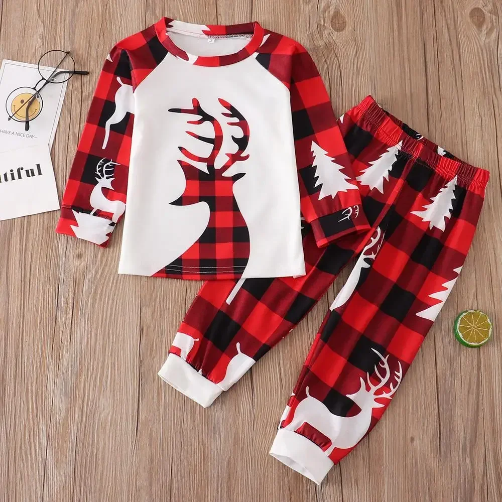 

Christmas Family Matching Pajamas 2023 Christmas Elk Stitching Adult Children's Suit Baby Jumpsuit Family Pajamas