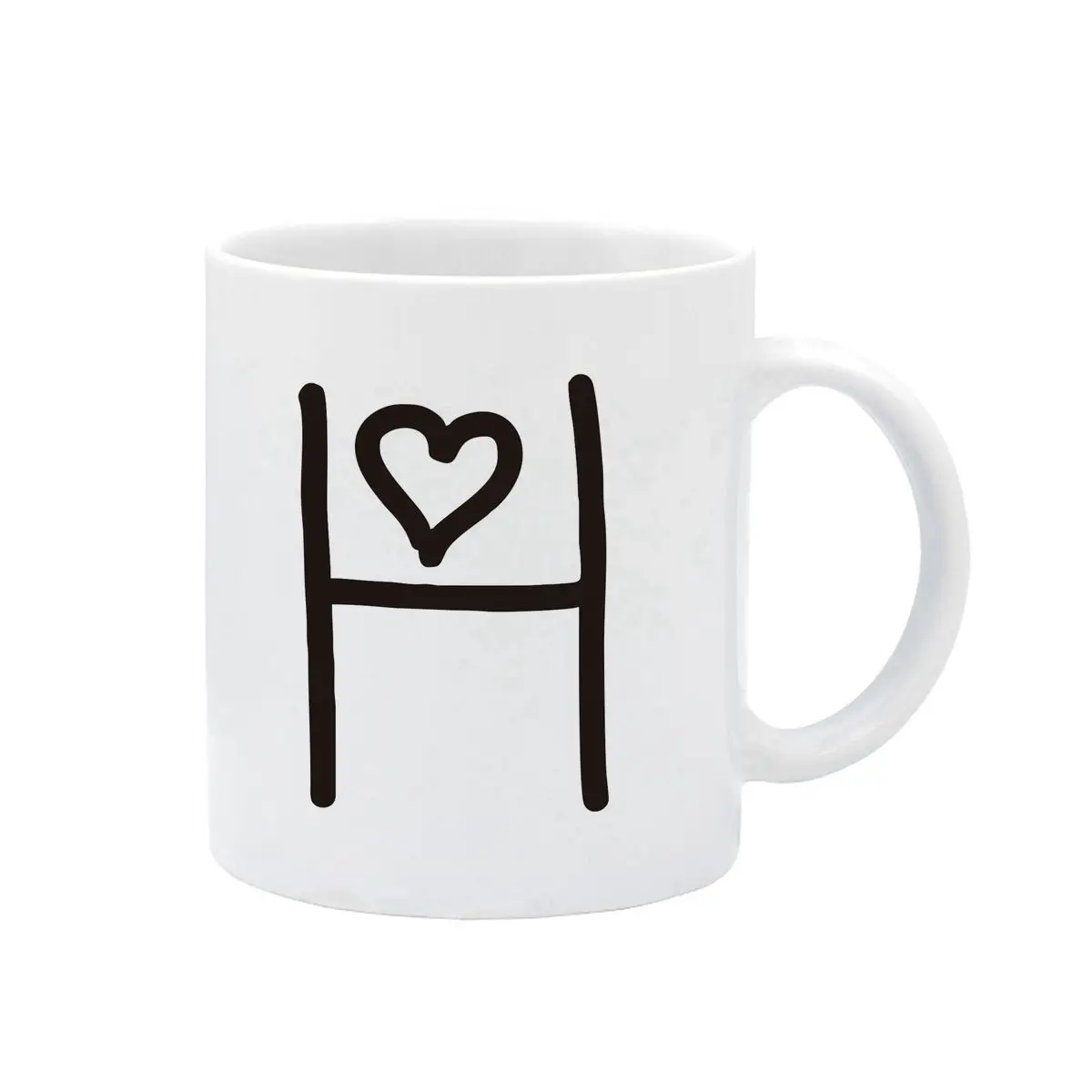 Birthday Age Name English Letter H Large Handle High Quality White Ceramic Mug 11 oz Cold and Hot Drink Coffee Cup