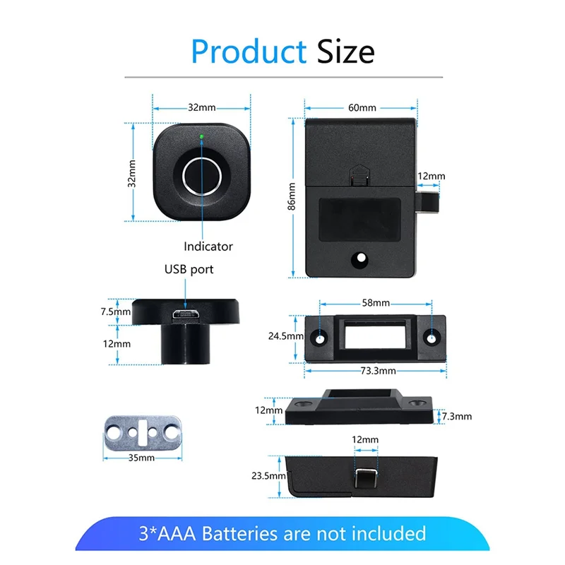 ABGN Smart Biometric Cabinet Lock - Keyless  File Drawer Wardrobe Lock For Home Office