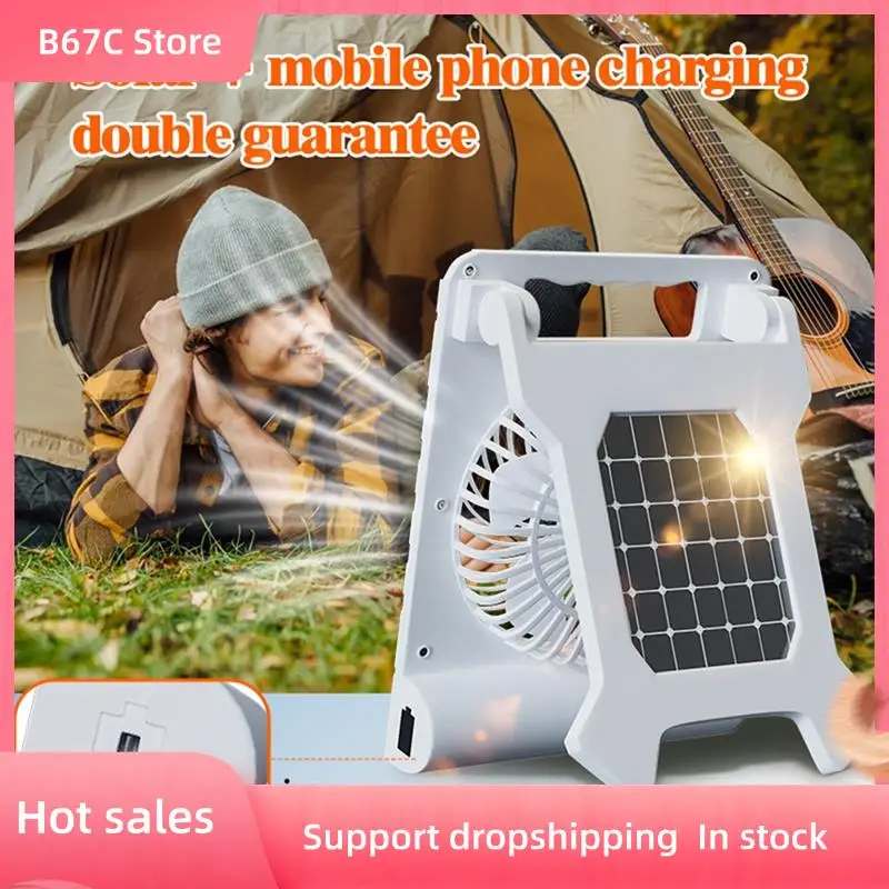 

B67C Portable Folding Solar Powered Fan With LED Lantern For Outdoor Activities For Camping, Tents, Fishing,Beach, Car, Home