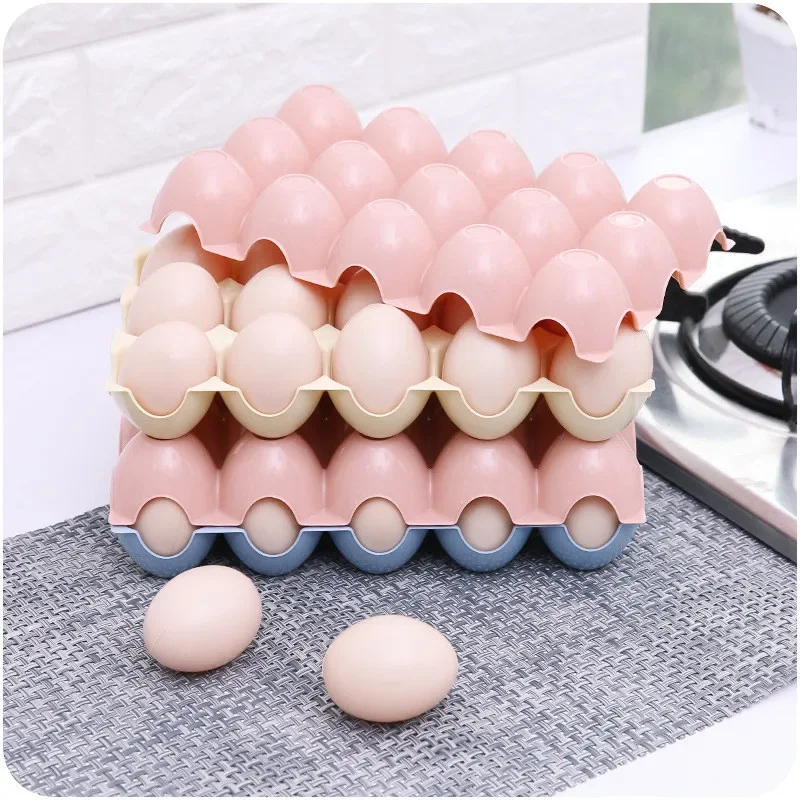 15 Grids Plastic Egg Holder Refrigerator Eggs Container Case Storage Boxes Refrigerator Rack Storage Baskets Kitchen Accessories