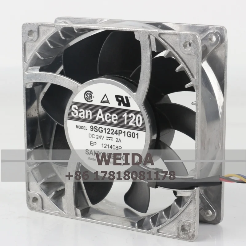 Asli SANYO 9SG1224P1G01 DC24V 2A 12038 12CM Beban Berat Bingkai Aluminium Kipas Bantalan Bola Inverter Kabinet Kipas Pendingin Aksial