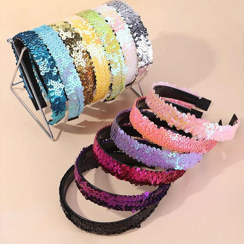 Fish Scale Laser Glitter Girl Headband Party Hair Decoration Night Eye-catching Hair Accessories for Women