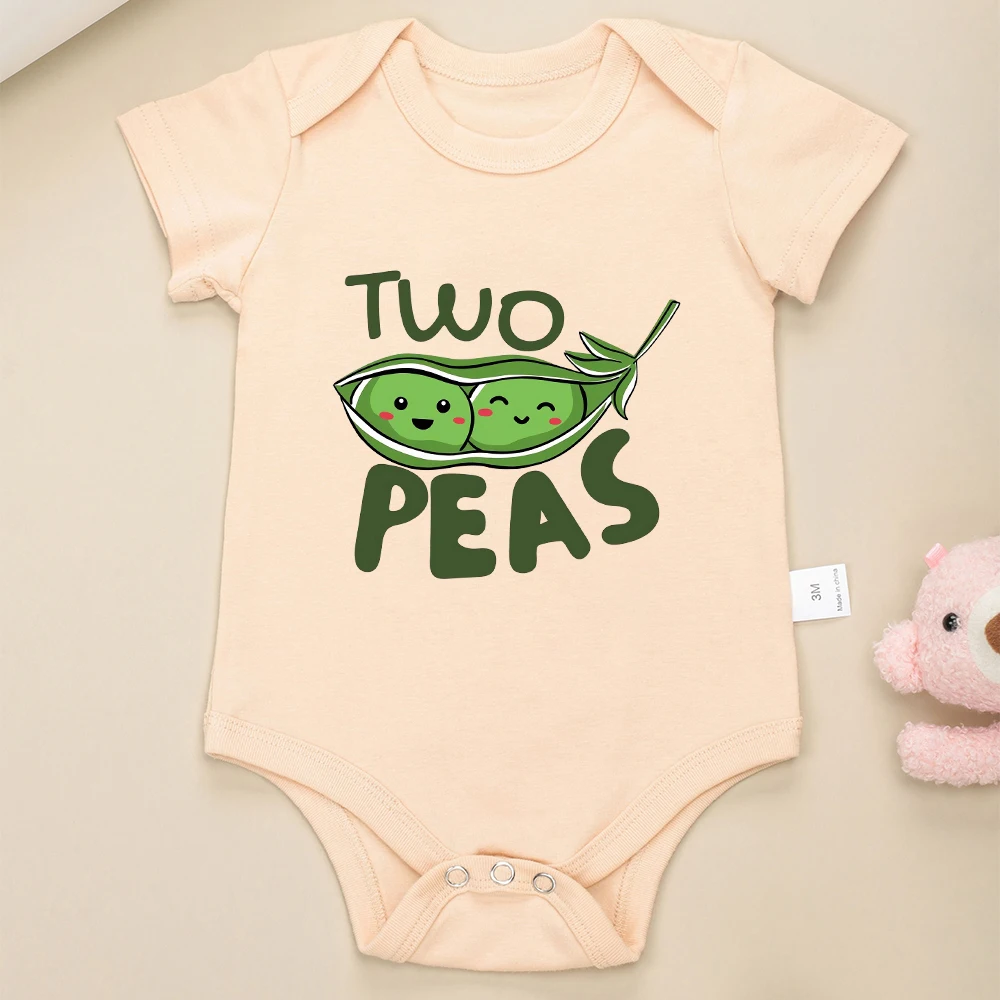 Two Peas In a Pod Funny Cute Baby Boys Girls Clothes Twin Onesies Cartoon Kawaii Harajuku Cotton Newborn Bodysuits Free Shipping