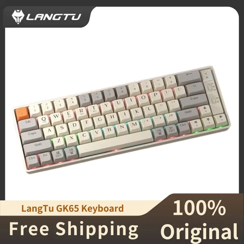 

LangTuGK65 2,4G Трехрежимная беспроводная механическая клавиатура Bluetooth Маленькая портативная Несколько динамических световых эффектов Прочная горячая вилка