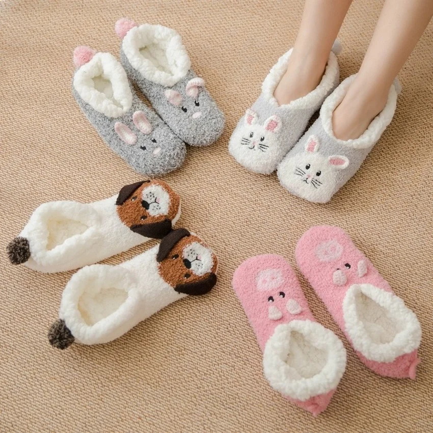 Fuzzy Slippers Women Unicorn Dog Anti Slip Kawaii Fluffy Ladies Panda Plush Soft Thermal Female Cartoon Shoe Home Indoor Bedroom