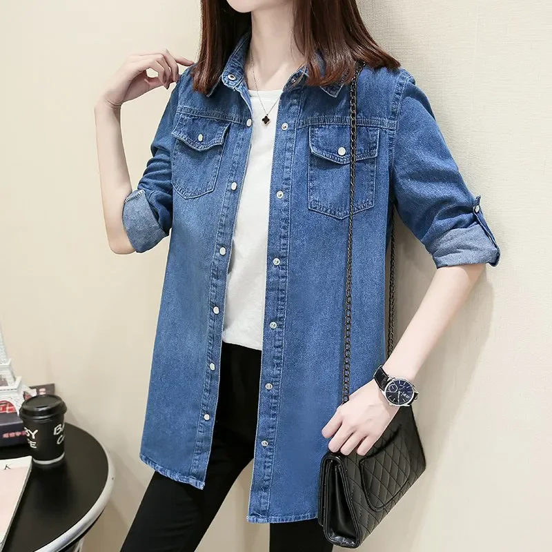 New Women Denim Jacket 2026 Spring Autumn Korean Thin Student cowboy Shirt Women's Cotton Single-breasted Jeans Jackets Coats view 3