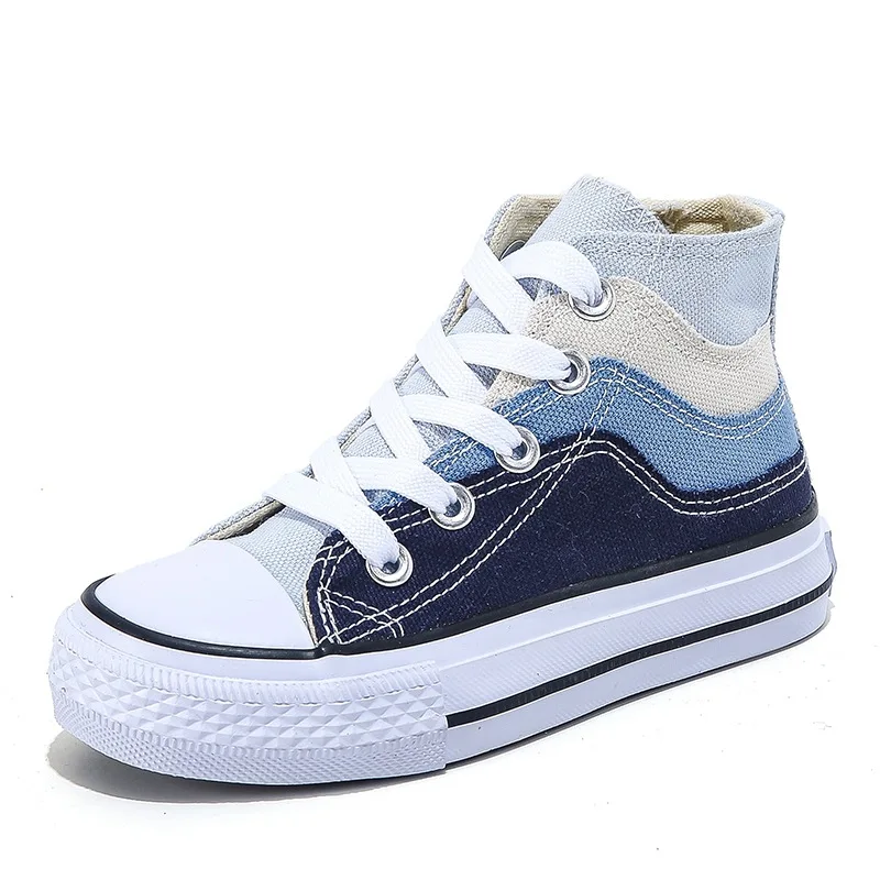 New 2024 Brand Children Shoes Boys Sneakers Girls Sport Shoes Kids High Top Canvas Shoes Toddler Student Flats Fashion Trainers