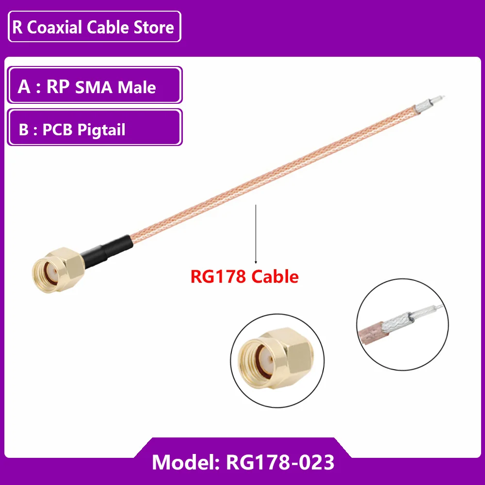 1 قطعة PCB ضفيرة إلى RP SMA ذكر SMA أنثى مستقيم 90 درجة محول RF محوري RG178 كابل ضفيرة واي فاي هوائي تمديد