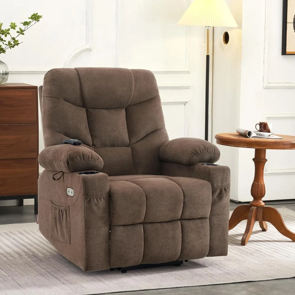 Fauteuil Inclinable Power Lift avec Repose-Pieds Arc-en-Ciel pour ElmainPeople, Tissu 7287 Marron Moyen-Régulier