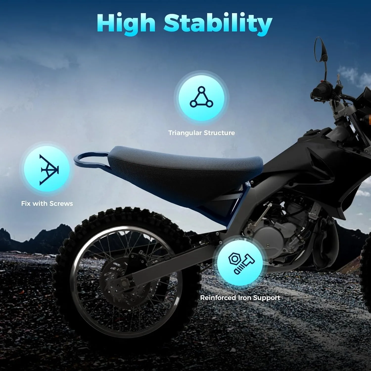 

Motorcycle Bicycle Luggage Rear Seat Saddle, PU Iron Electric Mountain Bike Stealth Bomber Beach Cruiser Motorcycle Saddle