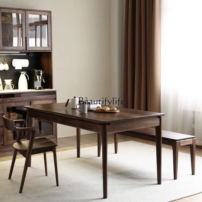 North America Black Walnut Wood Table Nordic Solid Wood Rectangular Household Restaurant Suspension Desk