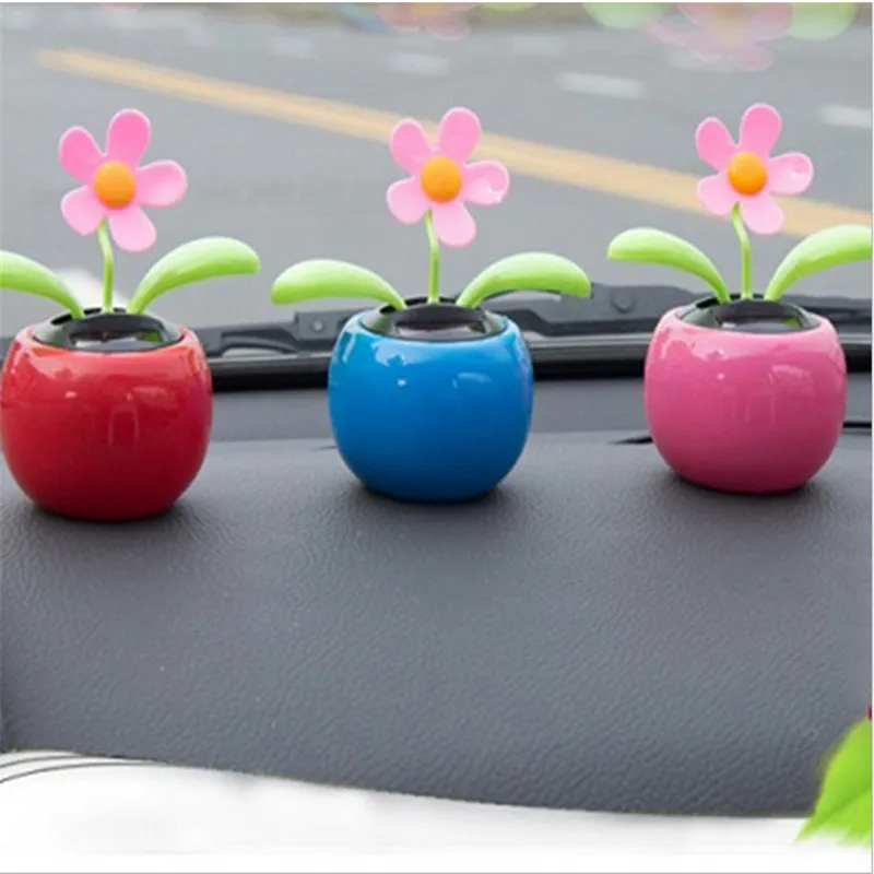 Solar Flower Powered Dancing Swinging Flower for Car Dashboard Ornaments Toy Gifts Styling Auto Interior Decor Accessories