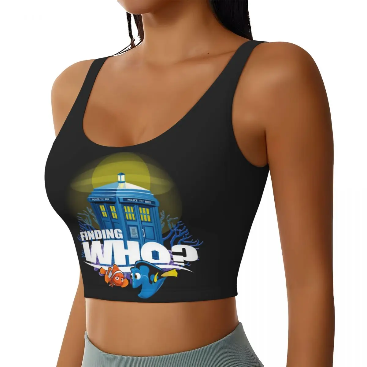 Custom High Impact Finding Nemo Who Sports Bra for Women Gym Workout Yoga Crop Top