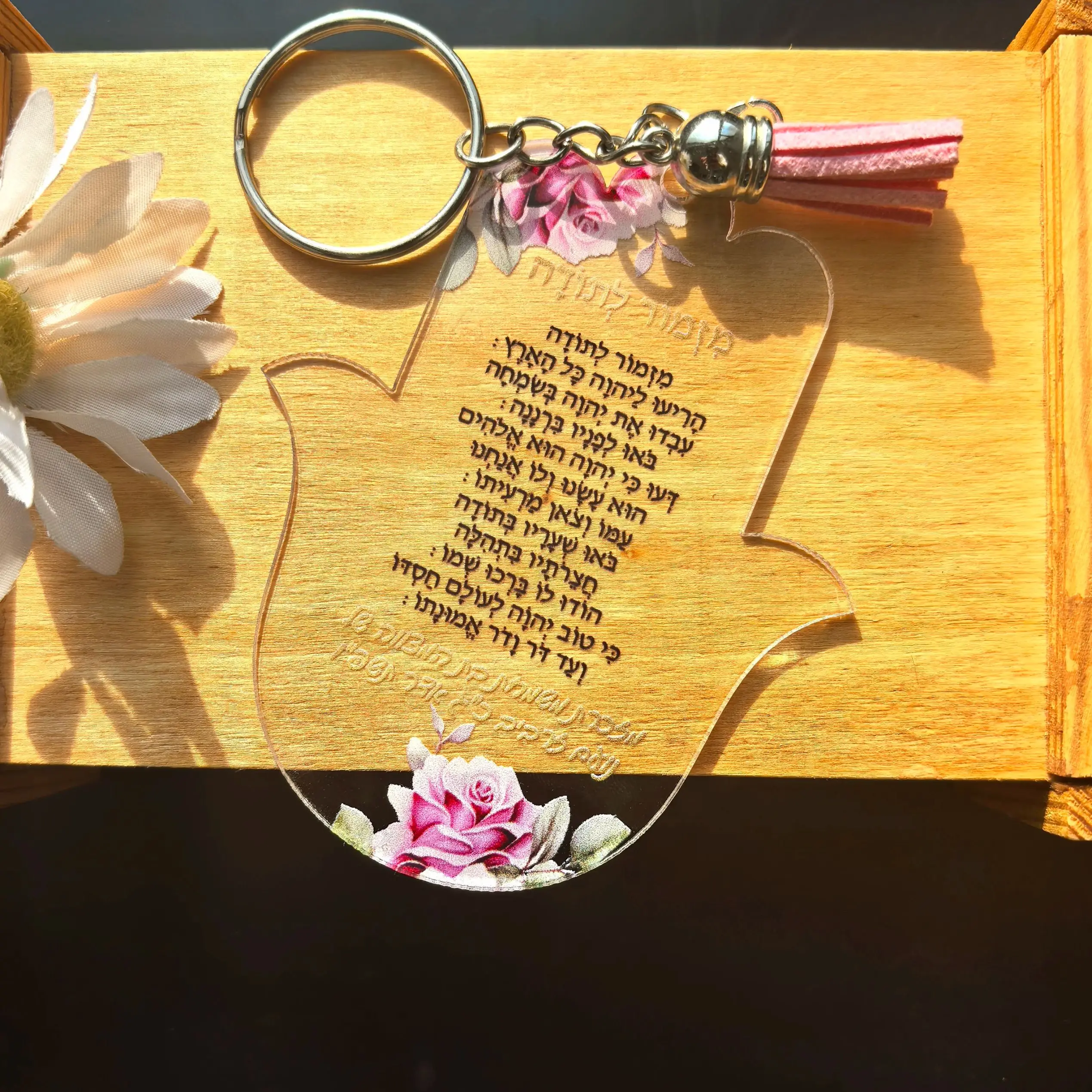 Nueva tarjeta Hasma de regalo para fiesta de Acción de Gracias, tarjeta de recuerdo de boda acrílica transparente con llavero lírico, un hinojo de oración de agradecimiento