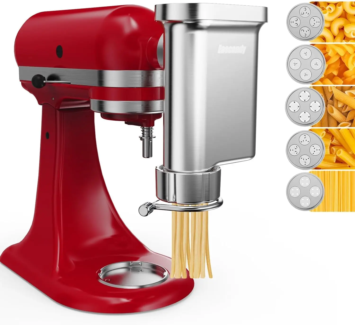 

Metal Gourmet Pasta Press Attachment for KitchenAid Stand Mixer Durable Pasta Maker Attachment with 5 Interchangeable Plates