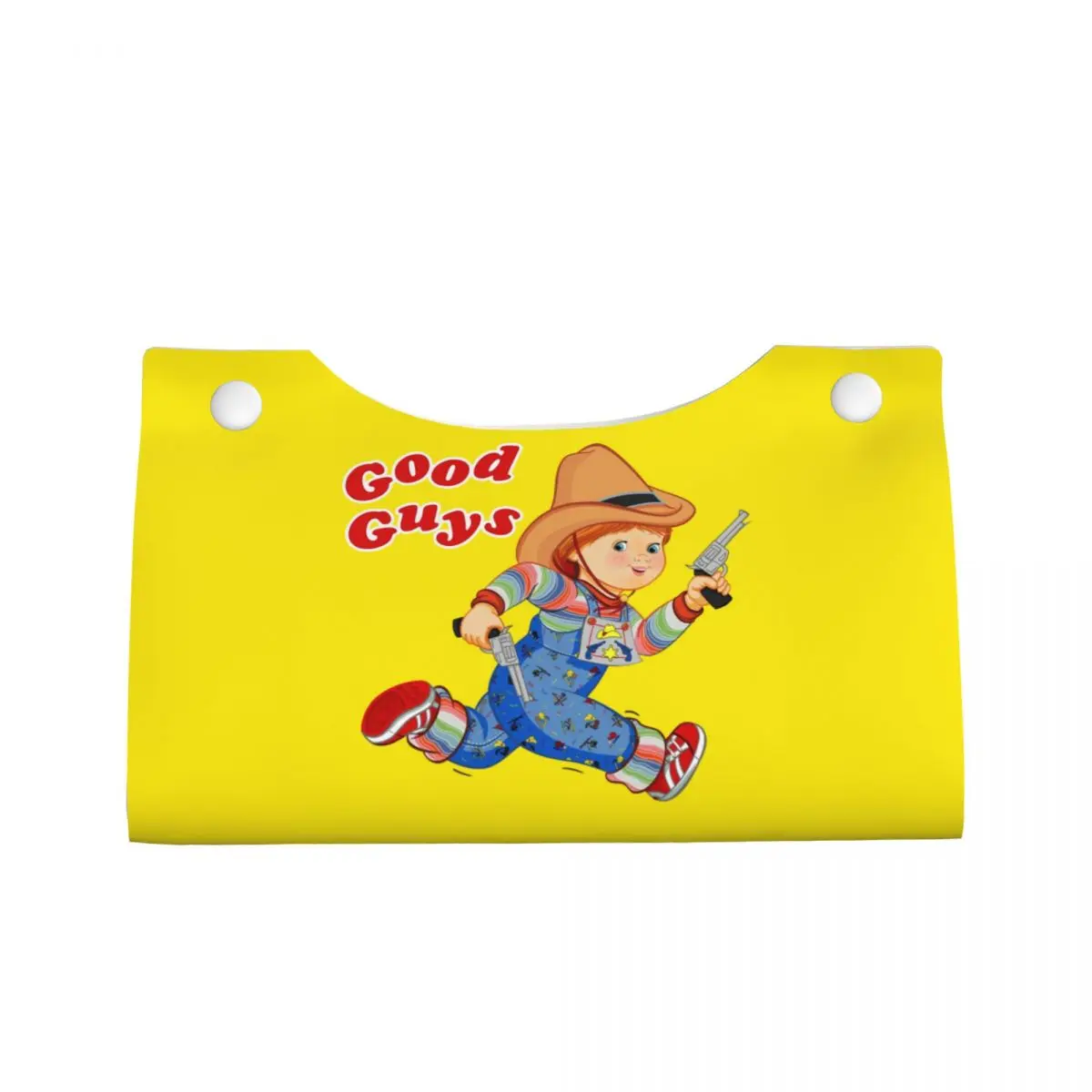 Custom Cartoon Good Guys Cowboy Tissue Box Holder Rectangular Child's Play Chucky PU Leather Facial Tissue Box Cover for Home