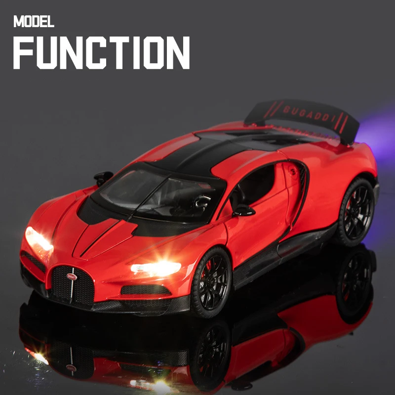 Spray Version 1:24 Tourbillon Chiron Alloy Sports Car Model Diecast Metal Track Racing Vehicles Car Model Sound Light Kids Gifts