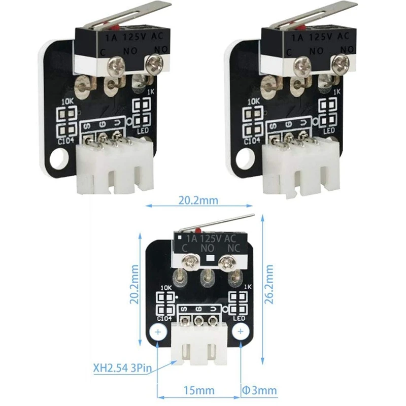 5Pcs 3Pin For End Stop Limit Switch With Cables,3D Printer Limit Switchs,Mechanical Endstop Switch Module For CR 10