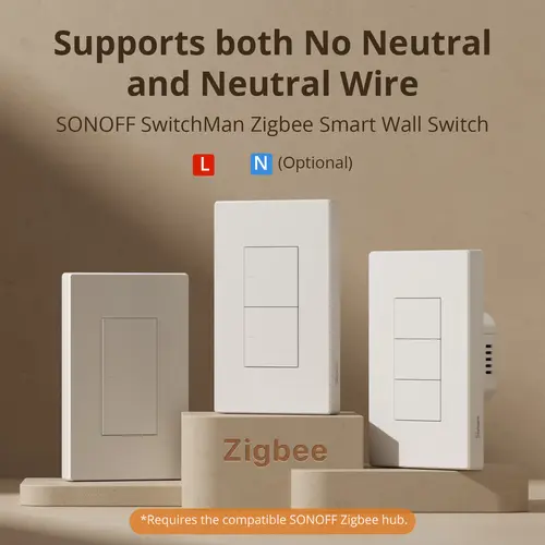 Imagen 2 del producto SONOFF ZBM5 SwitchMan Zigbee interruptor de pared inteligente compatible con sin cable neutro y neutro modo de relé de separación funciona con el asistente doméstico