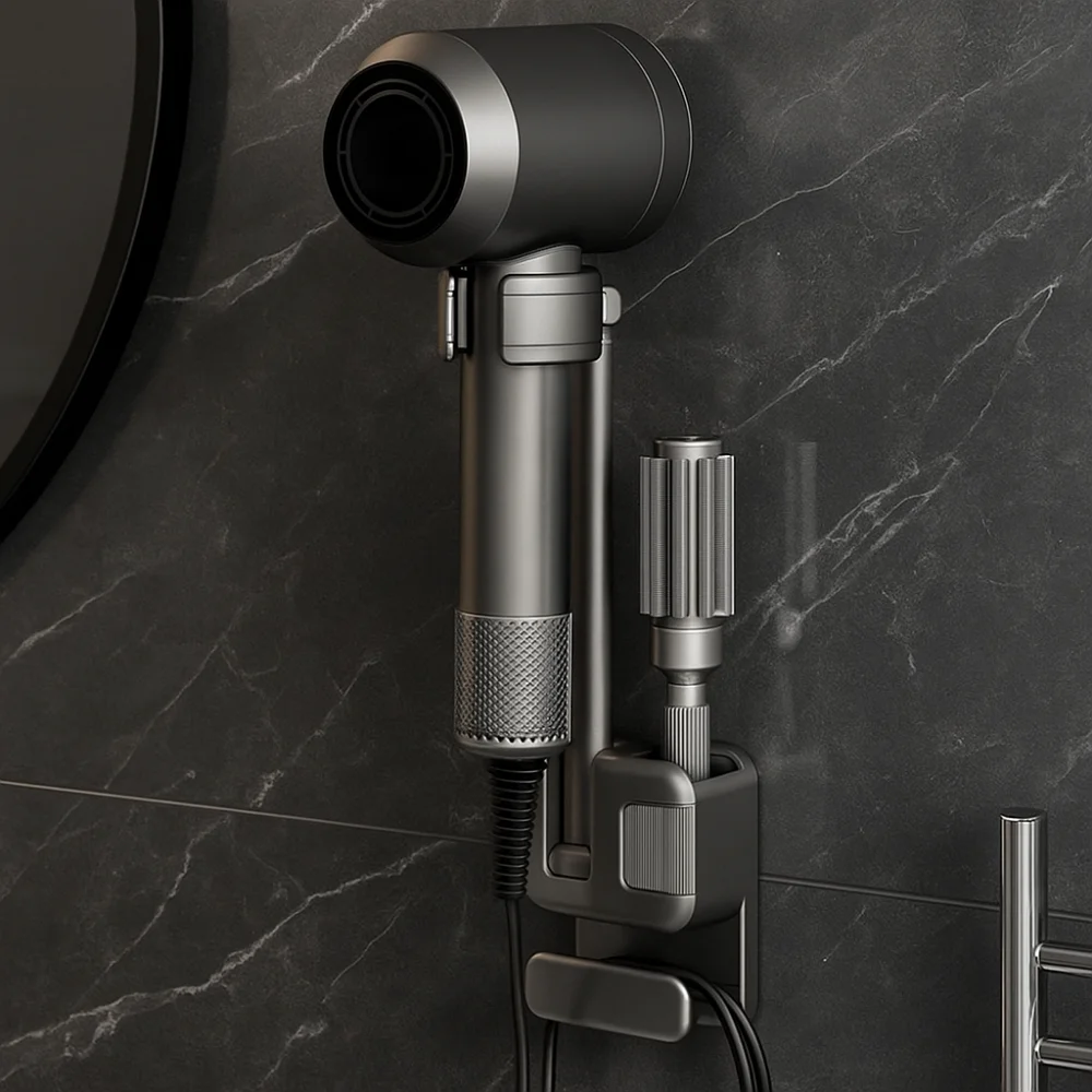 

Wall Mount Hairdryer Stand Angle Adjustable Non-Drilling Hair Dryer Holder Rotating Hairdryer Shelf Toilet Bathroom Accessories