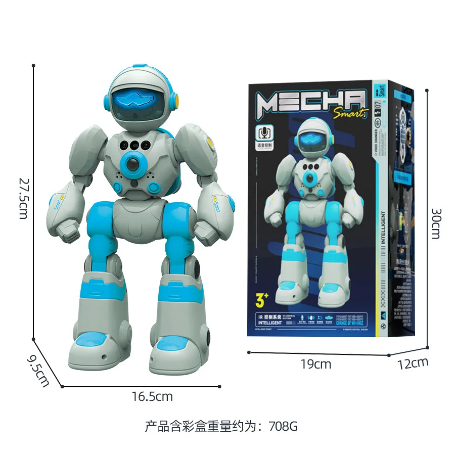 Intelligenter sprachgesteuerter interaktiver KI-Roboter für Kinder, aufnahme mit Gestenerkennung, Ton- und Lichttanzroboter