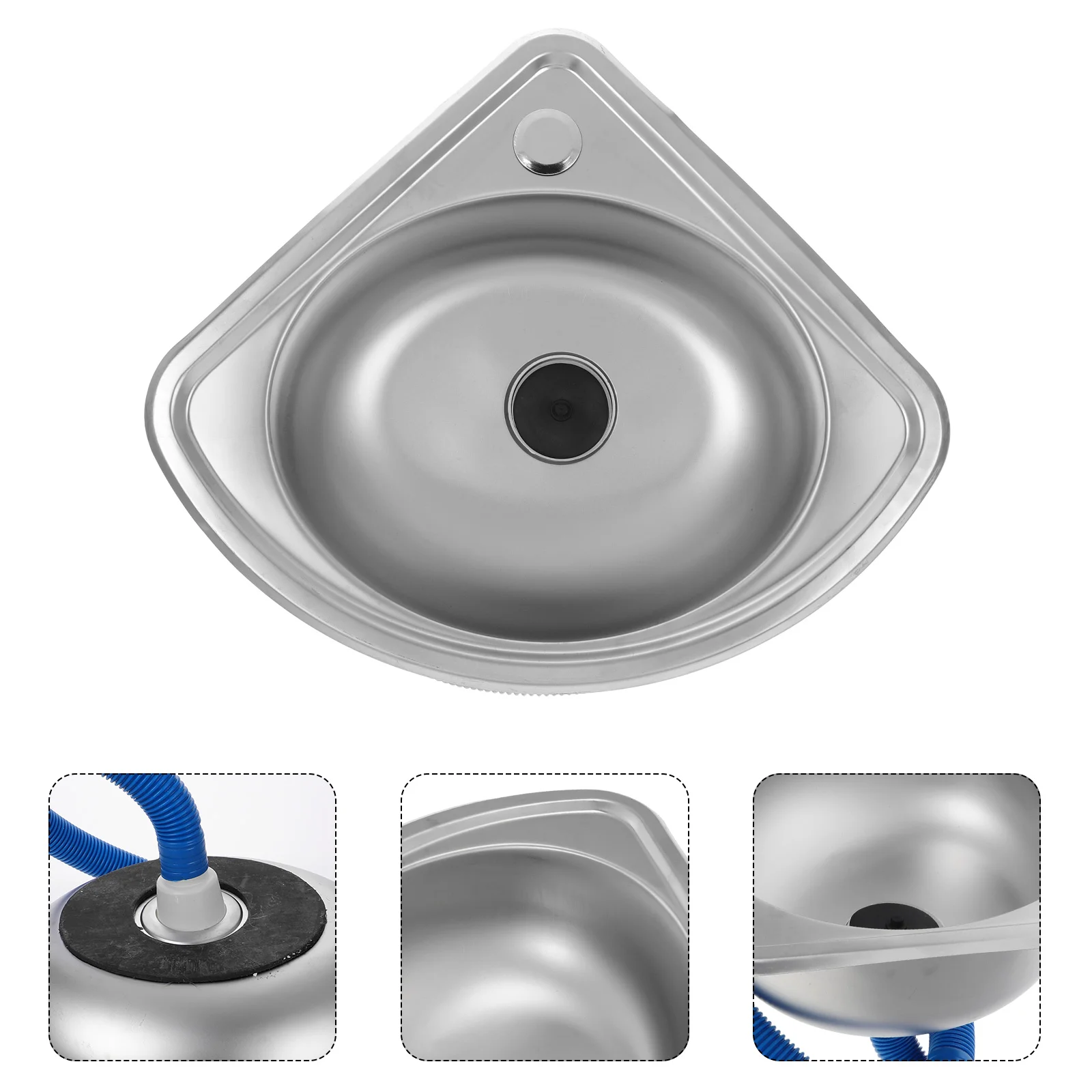 1 Set Stainless Steel Single Bowl Sink Wall-Mounted Triangle Wash Basin Kitchen Sink Basin Small Sink Corner For Kitchen Bathroo