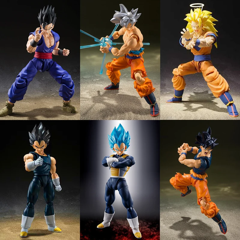 Anime Dragon Ball Doll SHF Vegeta Son Gohan Action Figure Collection Saiyan Goku Broly Trunks giocattoli modello mobile regali di natale