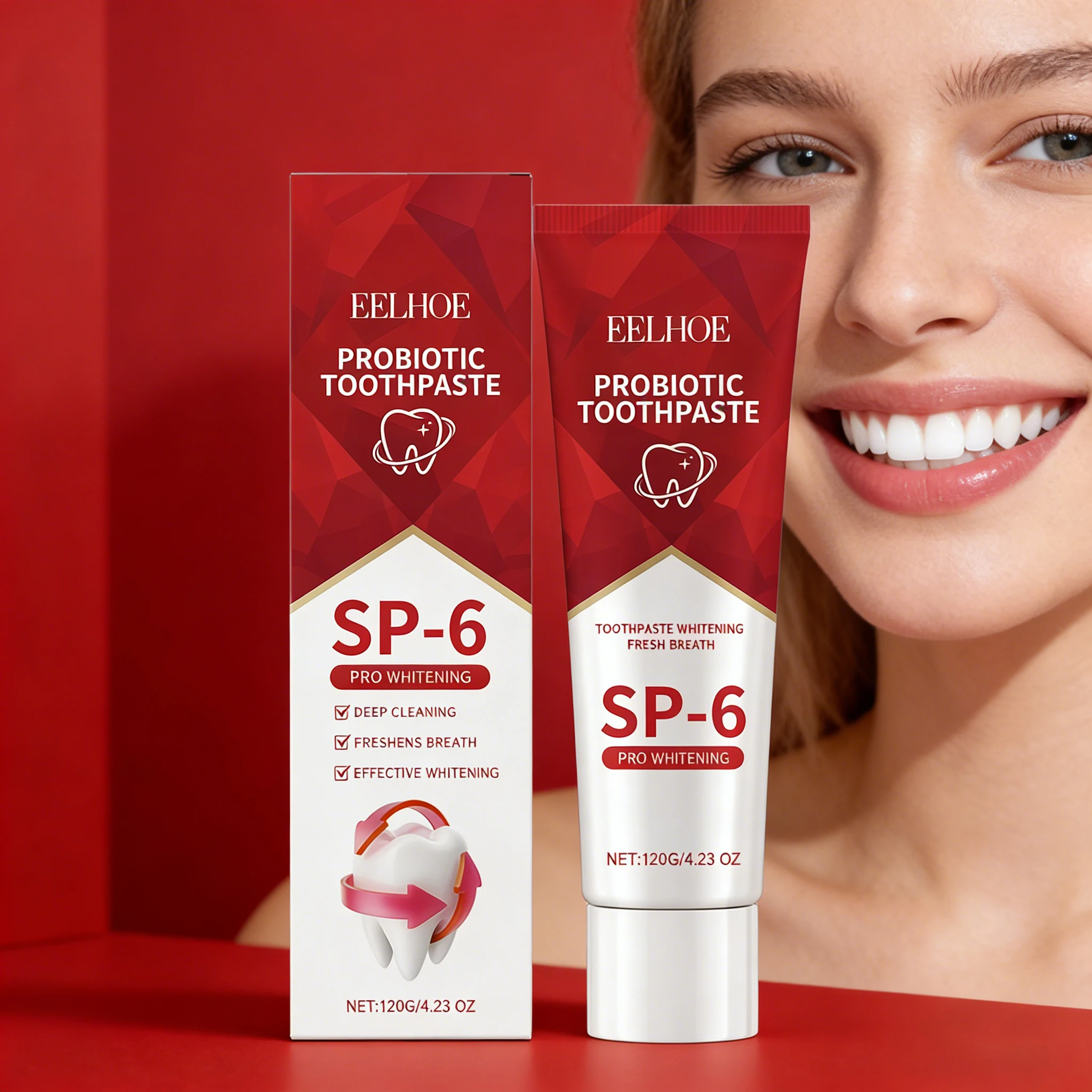 EELHOE SP-6 Probiotic Whitening Stain Removal Toothpaste Freshens Breath Improves Yellow Teeth Probiotic Toothpaste Fresh Care