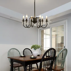 America Ceiling Chandelier Iron Crystal LED Hanging Light Candle Pendant Lamp E14 Lustre Home Kitchen Living Dining Room Hotel