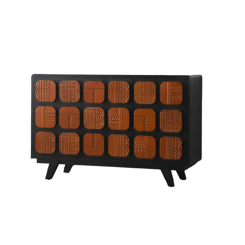 American retro lattice handle personalized dining side corridor partition cabinet, creative solid wood