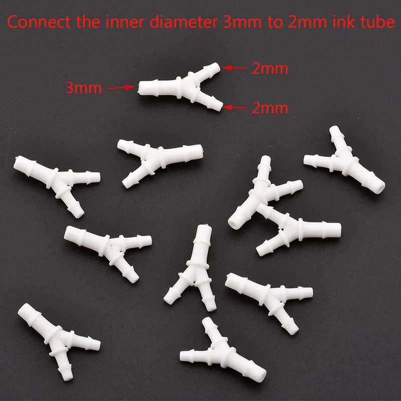 20pcs Eco solvent Y Shape Ink Tube Connector for Large format Y Ink Tube white Connector printer machine