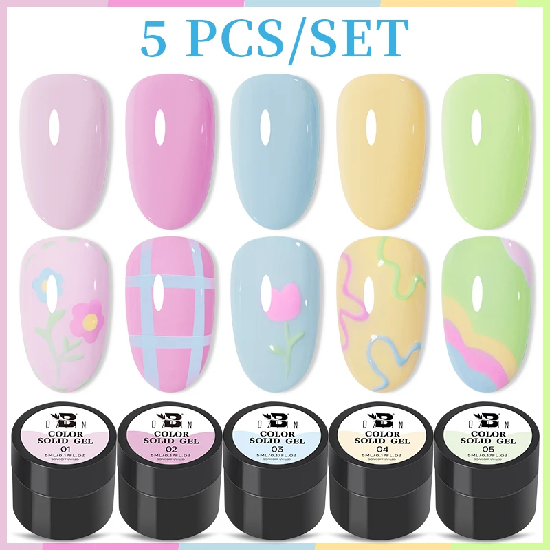 

BOZLIN 5ml Color Solid Paint Gel Kit Nail Art Designs Hot Sale Soak Off UV LED Ink Color Varnish Gel Nail Polish Lacquer