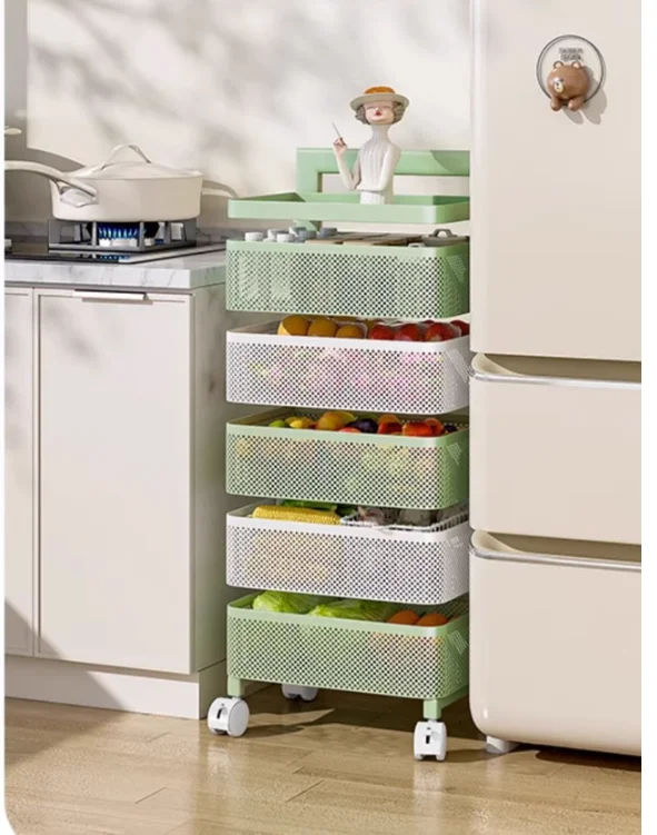 Snack storage rack Living room mobile baby stroller Multi-layer bookshelf storage rack for household