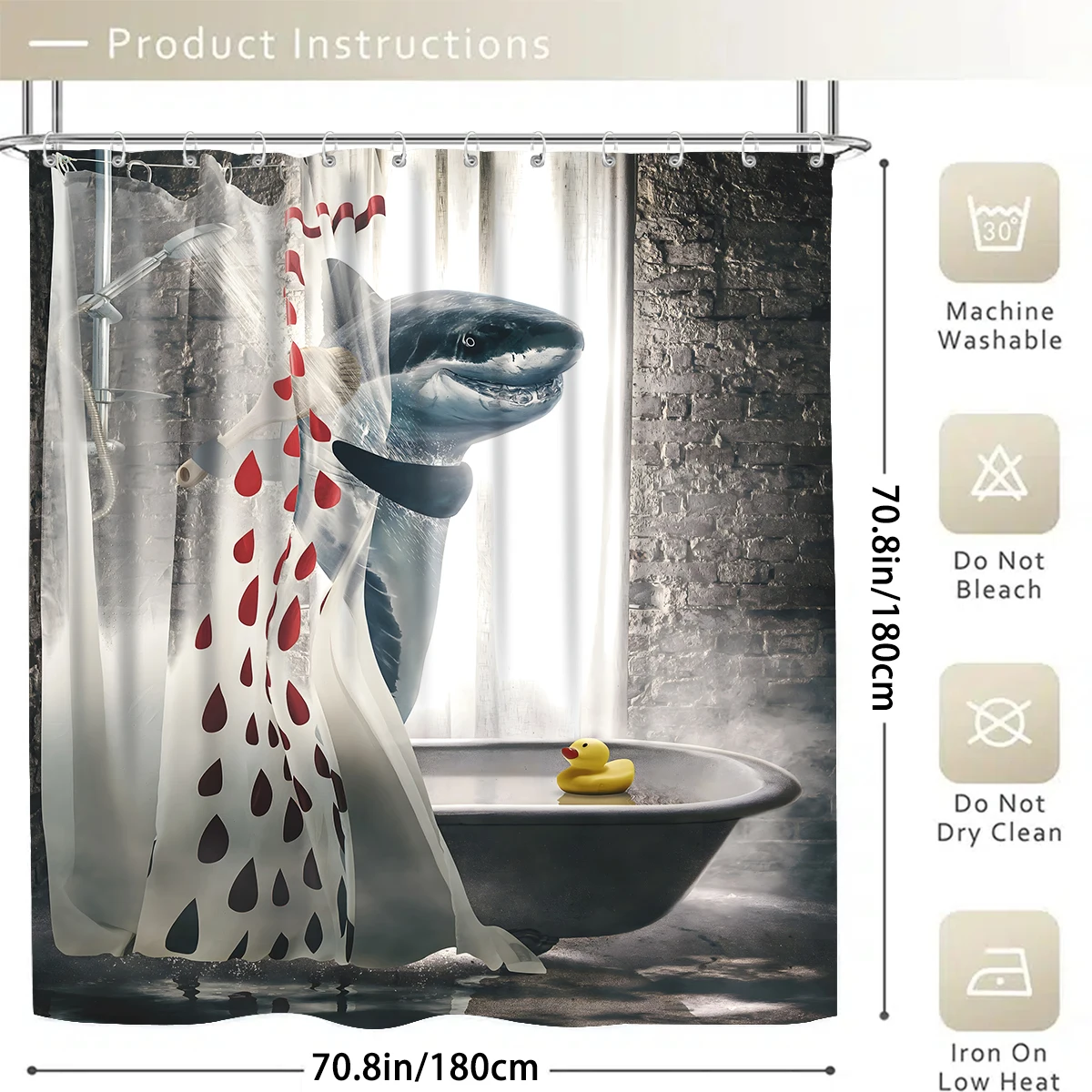 1/4 Piece Shower Curtain Set, Waterproof Bathroom Partition Curtain with Hooks, Anti-Slip Bath Rug, U Shape Mat, Toilet Seat Cov