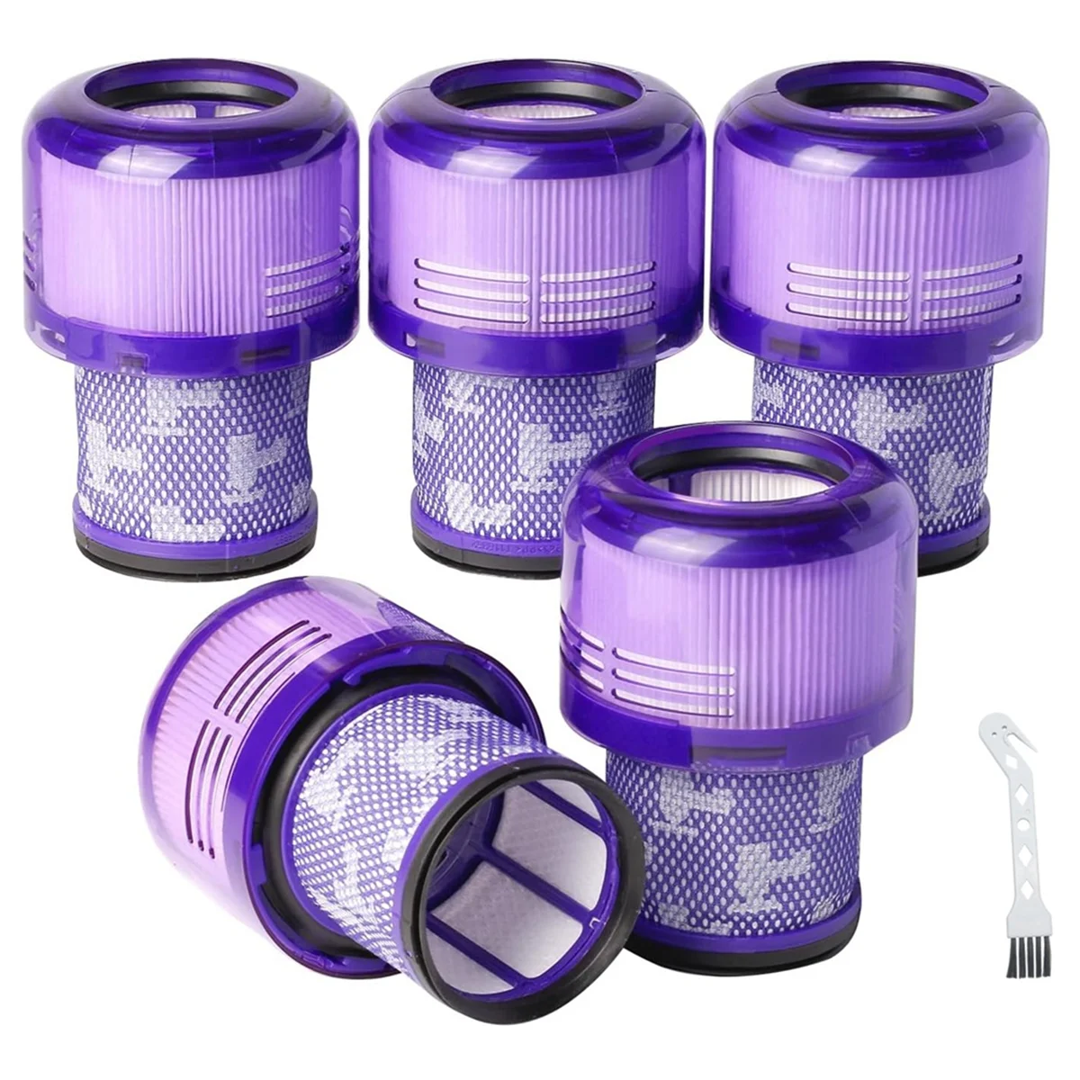 V11 Filter Replacement for Dyson V11 V15 Detect Vacuums, Replace Part 970013-02, 5 Pack Filters and 1 Clean Brush