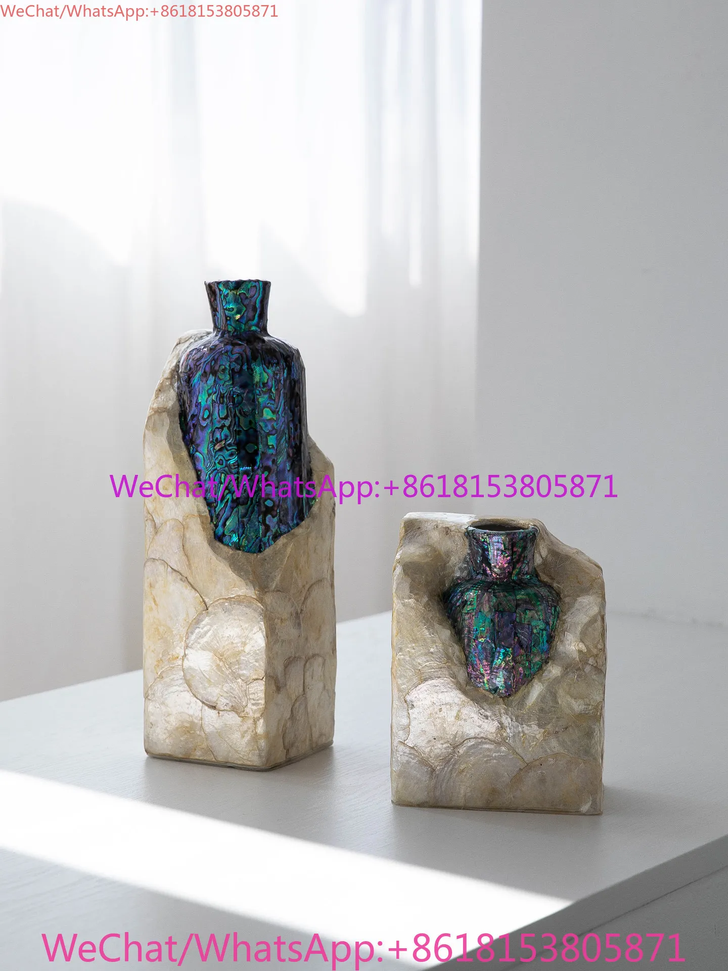 Original shell decorative vase light luxury ceramic flower arrangement desktop home art ornament