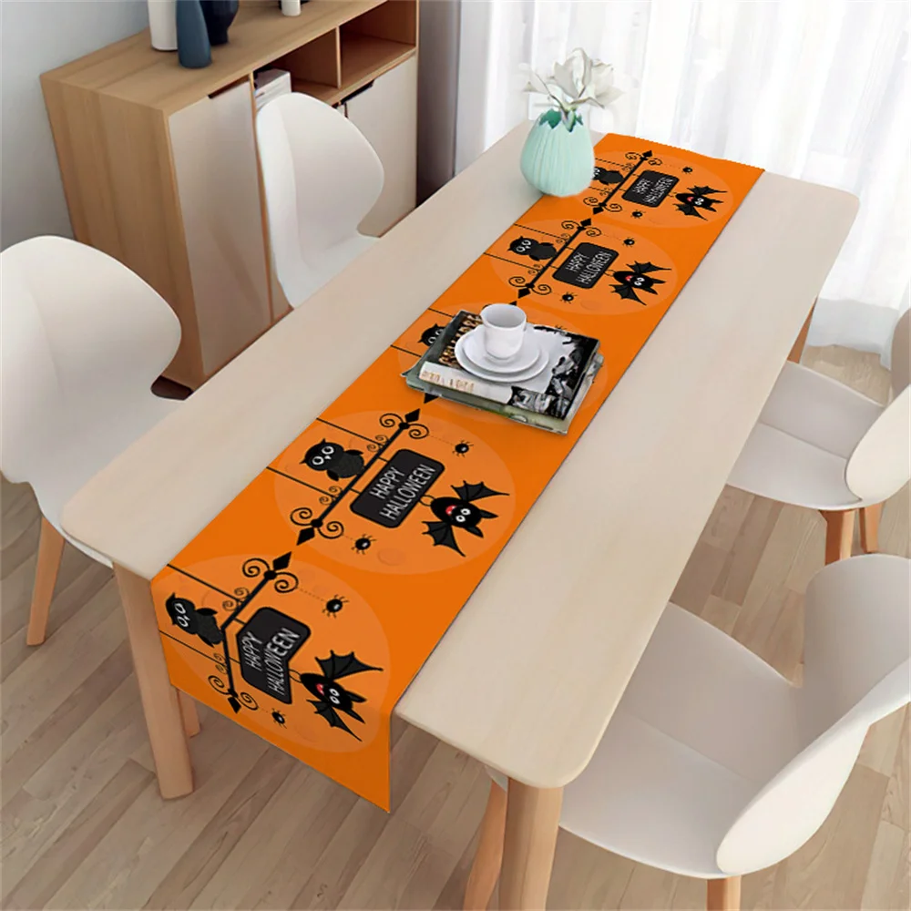 Little Ghost Halloween table Flag Moon Castle Table Runner Thanksgiving Jack-o '-Lantern Holiday party kitchen centerpieces