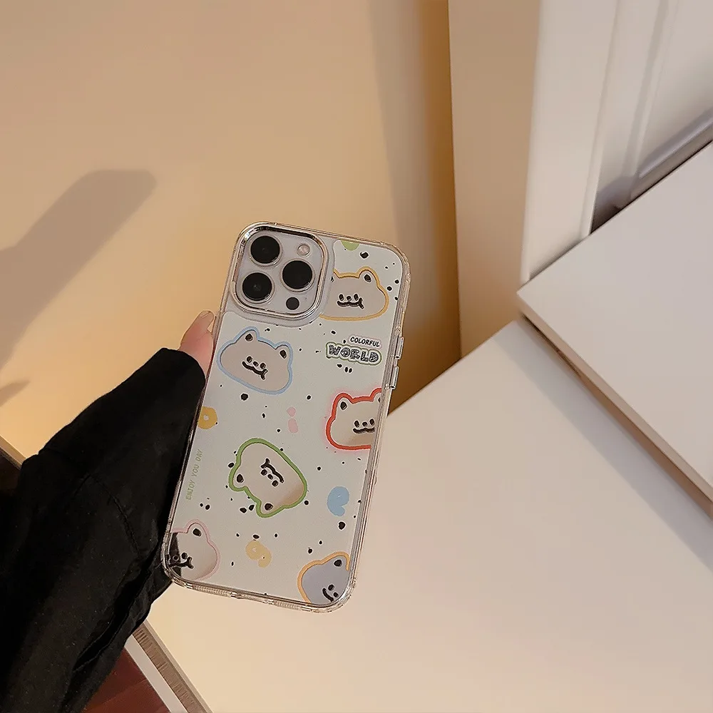 لطيف مرآة الكتابة على الجدران القط نمط تصفيح جراب هاتف آيفون 16 14 11 13 12 15 برو ماكس للصدمات الغطاء الواقي الوفير #5