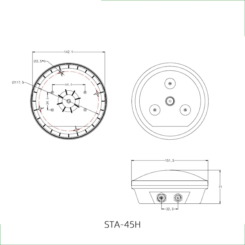 Carcaça da placa do conector do escudo M16 da antena ABKO-STA-45H GNSS para levantamento e monitoramento da deformação