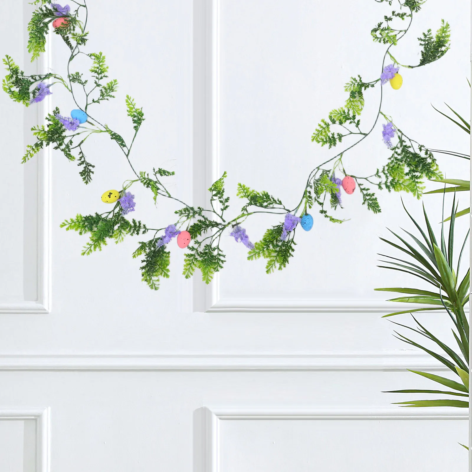 

Artificial Easter Egg Vine Garland Faux Greenery Wall Hanging Decor Indoor Home Party Window Door Decoration Cloth Pvc Realistic