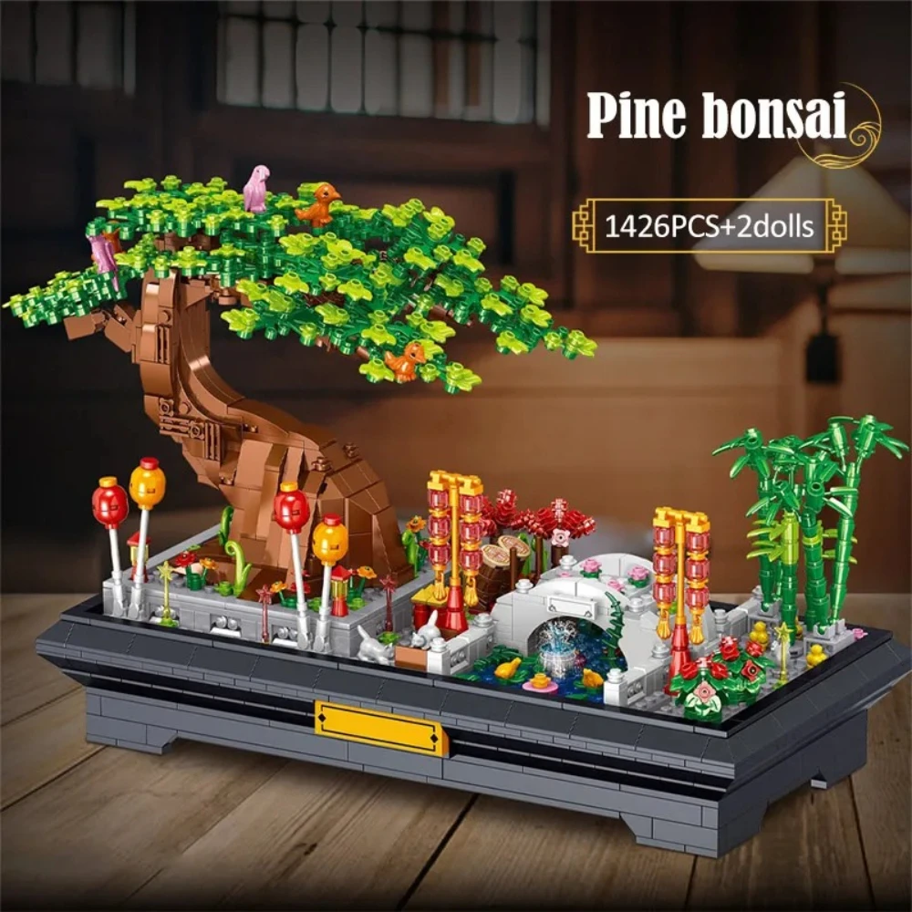 MOC Vetplant Bloem Bonsai Bouwstenen Set Bloesem Sakura Tafelornament Decor Bloem Idee Speelgoed Verjaardag Vakantiecadeaus