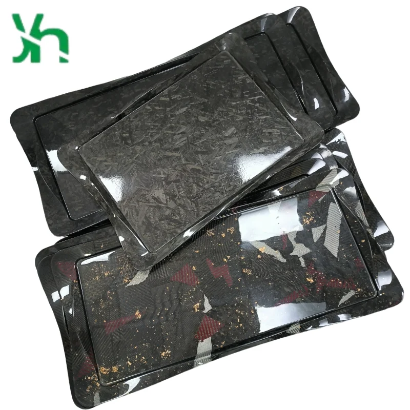 Bandeja de fibra de carbono 3K, carbono seco forjado, 30x25cm, plato para servir comida occidental, ligero de alta resistencia