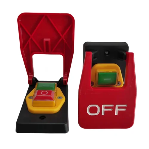 Imagen 1 del producto Interruptor de botón de parada de emergencia, cubierta roja, apagado, protección contra bajo voltaje, interruptor de arranque electromagnético, 16a