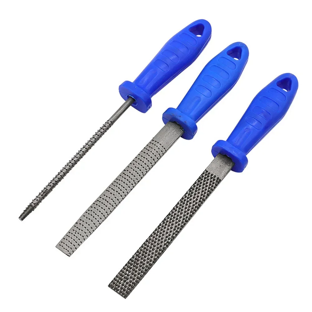 

Efficient Carbon Steel Rasp File Set Half Round Flat Round Woodworking Files 3pcs Set with Large Serration Spacing