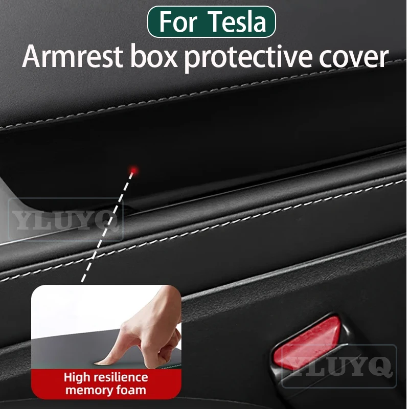 ل تسلا نموذج 3 هايلاند 2024 مسند الذراع غطاء حامي الجلود الديكور نموذج Y Juniper 2025 اكسسوارات السيارات الداخلية #2