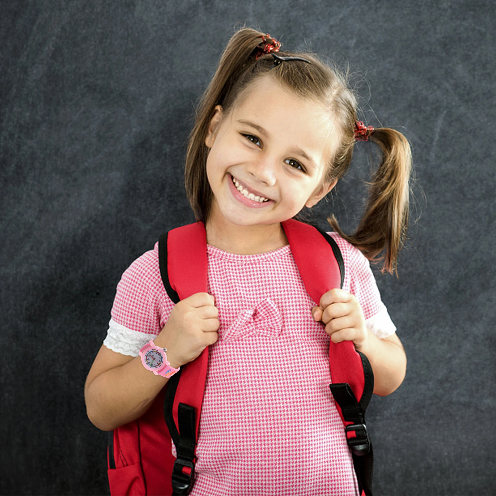 

Fashion Cartoon Waterproof Kids Watch Rosy Quartz Pupils Wristb Durable Adjustable Strap Precise Timekeeping Birthday Gift