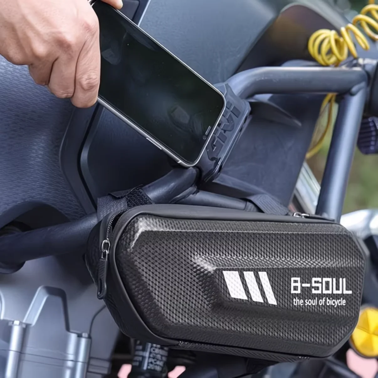 Motorcycle Side Frame Bag – EVA Splash-Proof Saddle Storage Pouch, Fits Front Top Tube & Side Mount for Cycling